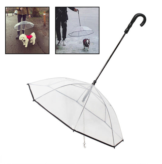 Premium Transparent Dog Umbrella with Leash - All-Weather Protection System for Rainy Day Walks
