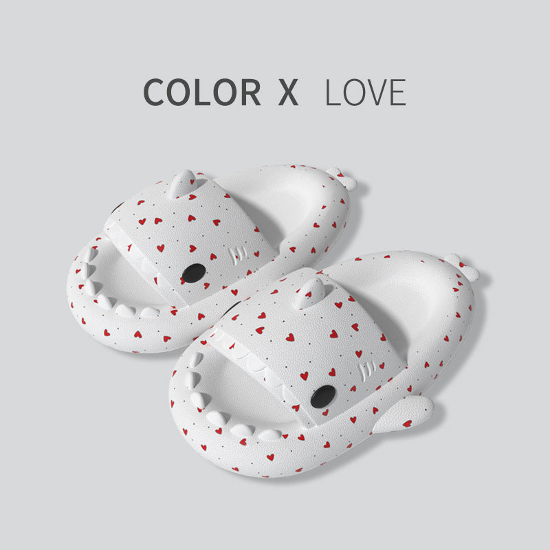 Lovers Shark Slippers for Men & Women – Cute Heart Print Casual Shoes for Couples