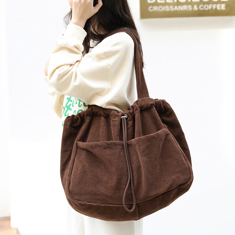 Trendy Women's Shoulder Bag – Multi-Pocket Drawstring Underarm Handbag for Casual Style
