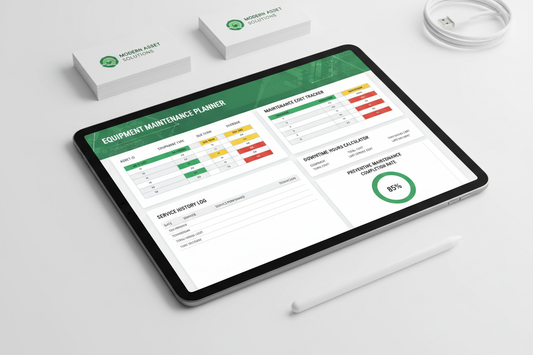 Equipment Maintenance Planner - Tablet Flat Lay