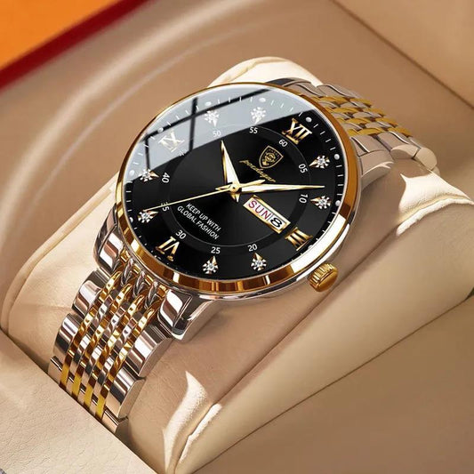 New Men's Waterproof Watch with Luminous Display and Calendar Function – Stylish Quartz Wristwatch for Men