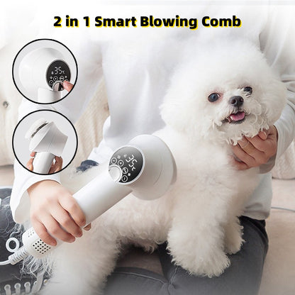 Professional Smart Pet Hair Dryer - Silent 2-in-1 Blow Dryer & Grooming Comb for Dogs & Cats