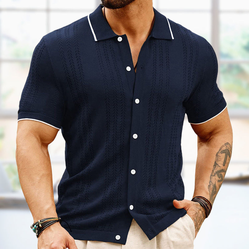 Summer Short-Sleeved Polo Shirt – Button Lapel Top for Business & Casual Wear