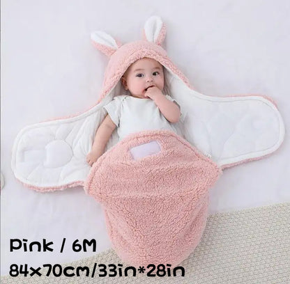 Super Soft Baby Sleeping Bag – Fluffy Fleece Swaddle Blanket with Head Support, Unisex Newborn Sleep Sack for Boys and Girls