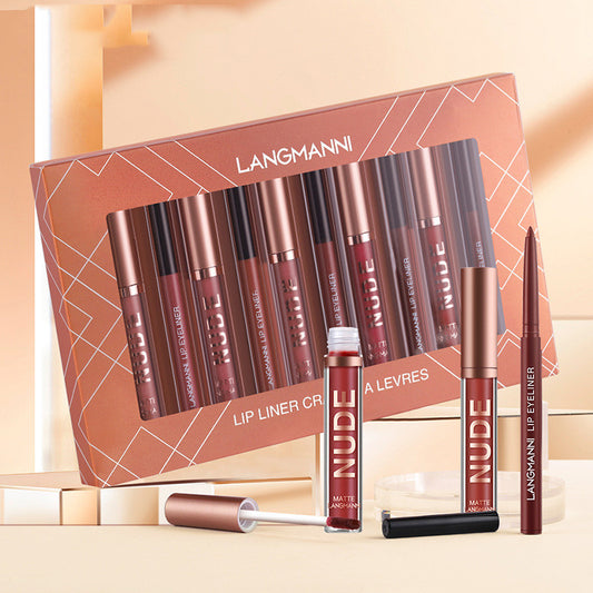 12 Pcs Lipstick & Lip Liner Set – 6 Waterproof Matte Lipsticks + 6 Lip Liner Pens Long Lasting Makeup Gift for Women & Girls