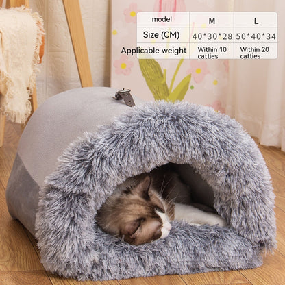 Premium Portable Pet Nest - Warm & Waterproof Winter Bed for Dogs & Cats