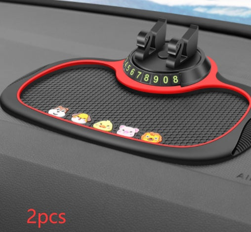 Premium 4-in-1 Car Dashboard Organizer - Non-Slip Phone Mount with Parking Card & Multi-Function Holder