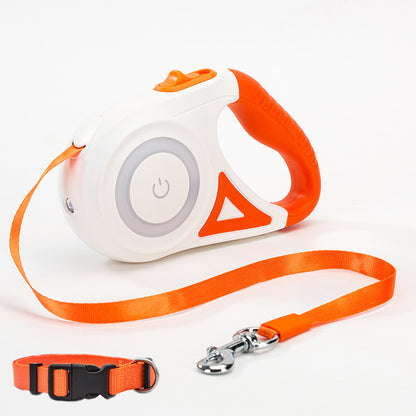 Premium LED Spotlight Dog Leash - Retractable Safety System with Illuminated Collar for Night Walks
