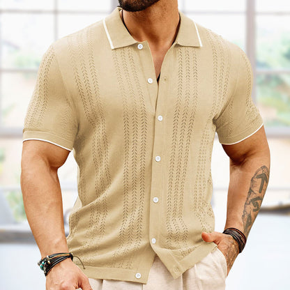 Summer Short-Sleeved Polo Shirt – Button Lapel Top for Business & Casual Wear