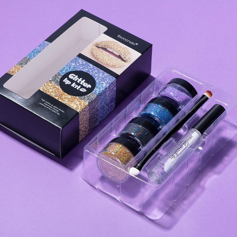 Professional Glitter Lip Kit – Complete DIY Makeup Set with Waterproof Gloss, Lipstick & Primer for Stunning Lips
