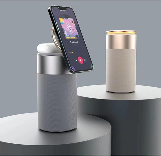 3-in-1 Wireless Charger – Bluetooth Speaker & Touch Lamp for iPhone, Air Pods, Home & Office Use