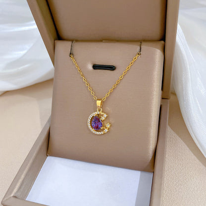 Stainless Steel Starry Sky Planet Astronaut Necklace for Women – Light Luxurious Temperament Star Metal Chain Jewelry Gift