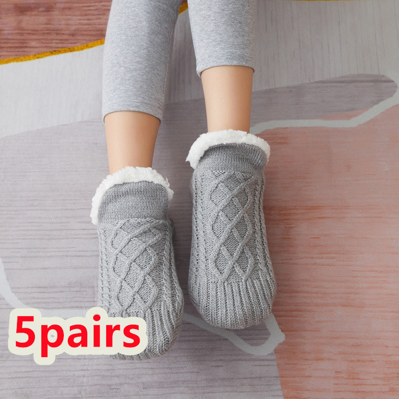 Winter Woolen Socks for Women – Thick, Warm Non-Slip Foot Warmers & Bedroom Slippers