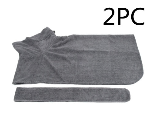 Premium Microfiber Pet Spa Robe - Ultra-Absorbent Quick-Dry Bathrobe with Secure Waist Wrap