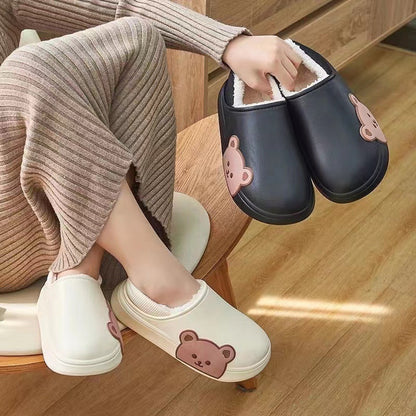 Bear Shaped Fluffy Winter Slippers for Women – Cozy Indoor House Shoes