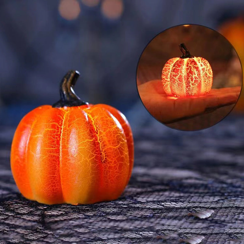 Premium LED Halloween Pumpkin Lantern - Realistic Resin Candle Lamp | Safe Spooky Decoration