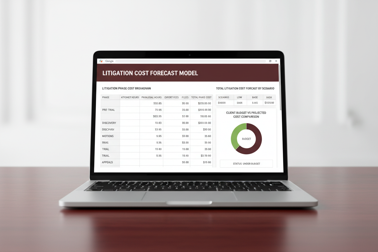 Litigation Cost Forecast Model - Laptop Mockup