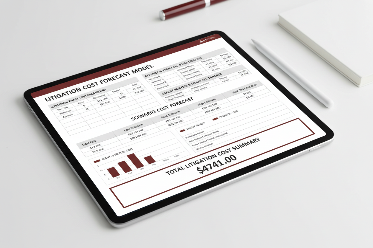 Litigation Cost Forecast Model - Tablet Flat Lay