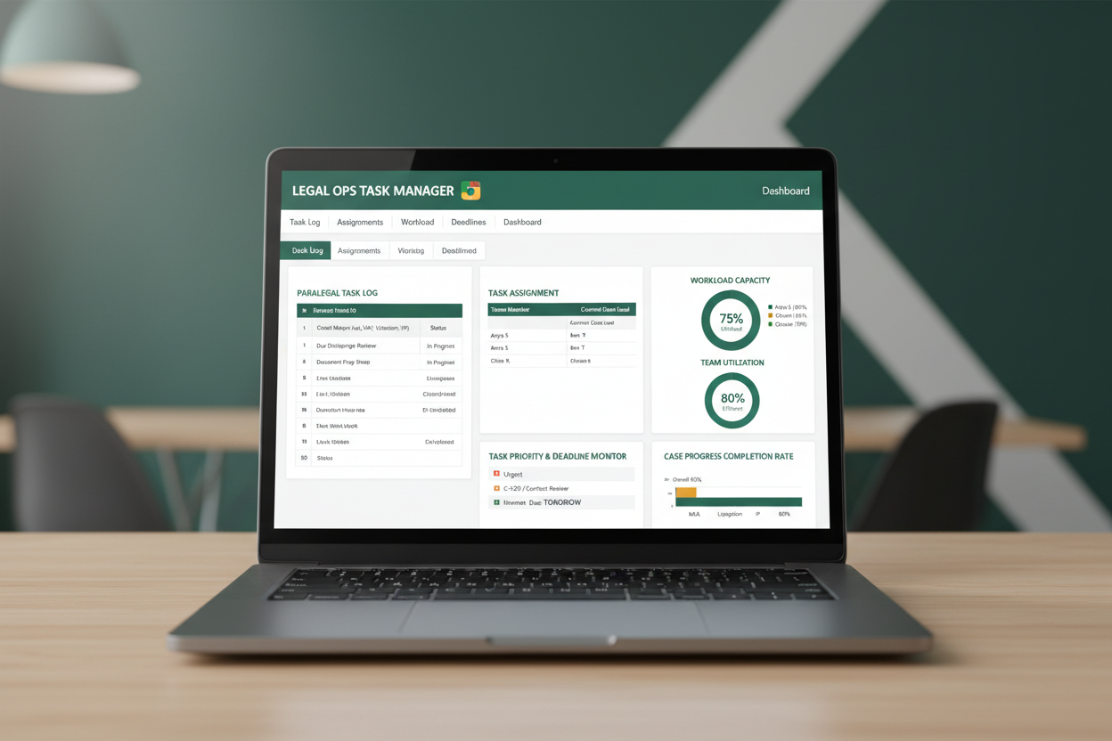 Paralegal Task Allocation Planner - Laptop Mockup