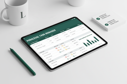 Paralegal Task Allocation Planner - Tablet Flat Lay