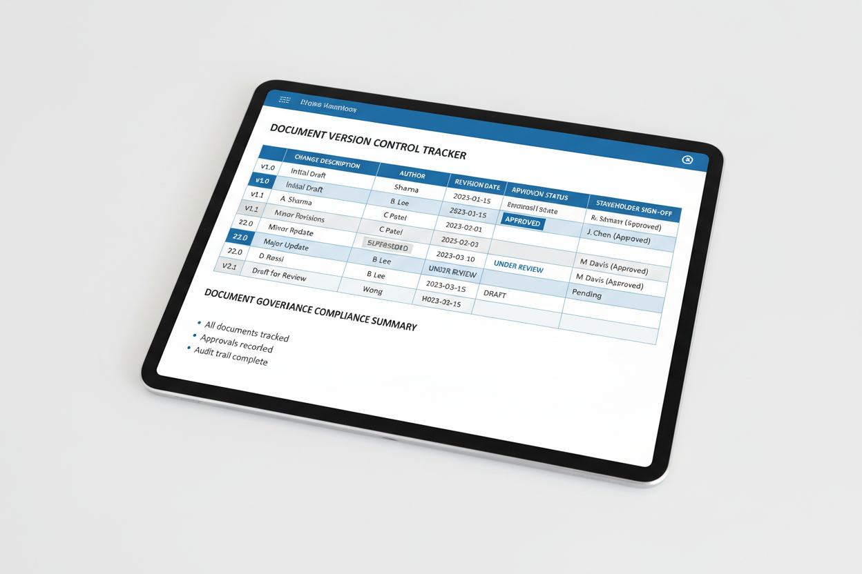 Version Control Tracker - Tablet Flat Lay